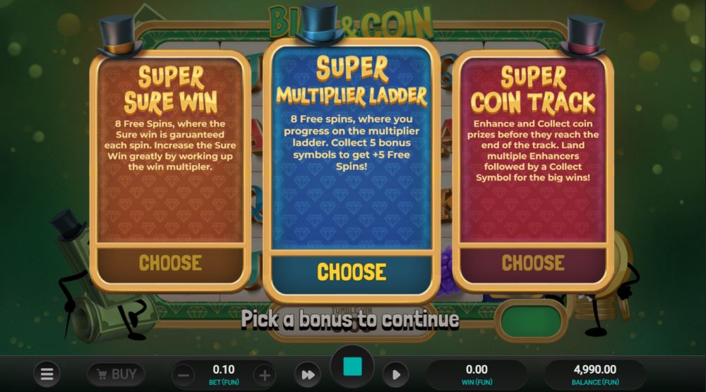 Bill & Coin bonus games